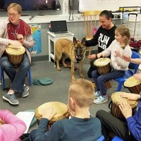 African drums in a y4 music lesson
